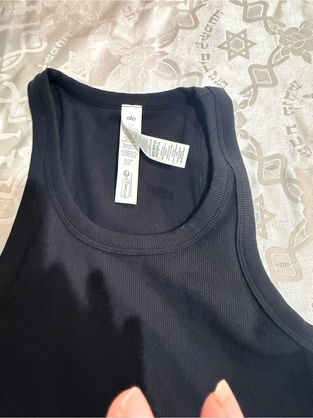 Alo Black Ribbed Tanklarge